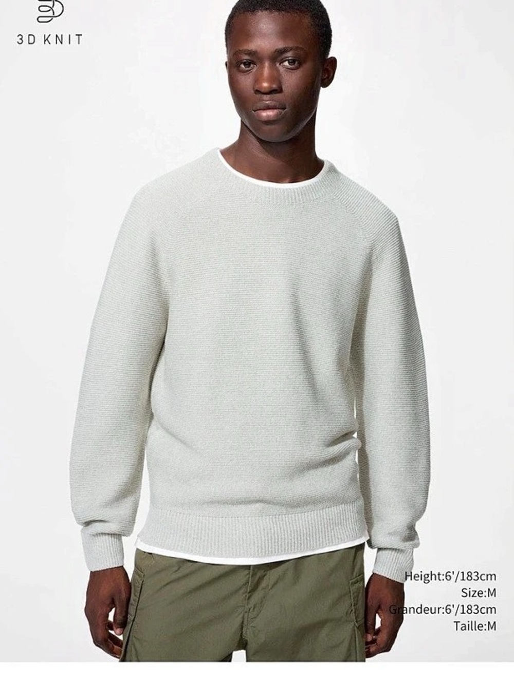Uniqlo Washable 3D Knit Crew Neck Sweater Gray XL